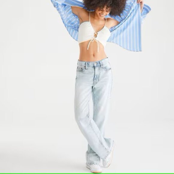 "NWT" Aeropostale KND Boyfriend‎ Flare LIght Wash Jeans- Size 14R - Picture 1 of 15